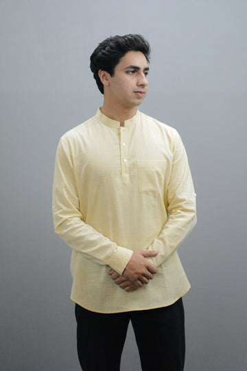 Men's Cotton-Linen Short Kurta