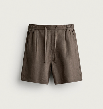 FABMADE Men’s Brown Linen Shorts