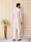 Pink Embroidered Regular Sequinned Chanderi Silk Kurta - Fabmade