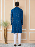 Radiate Elegance with Our Royal Blue Sequins Embroidered Kurta - Fabmade