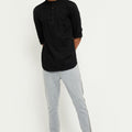 Men Black Solid Short Kurta - Fabmade