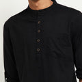 Men Black Solid Short Kurta - Fabmade