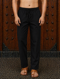 Men's Z-Black Cotton Linen Pyjama SD Fabmade