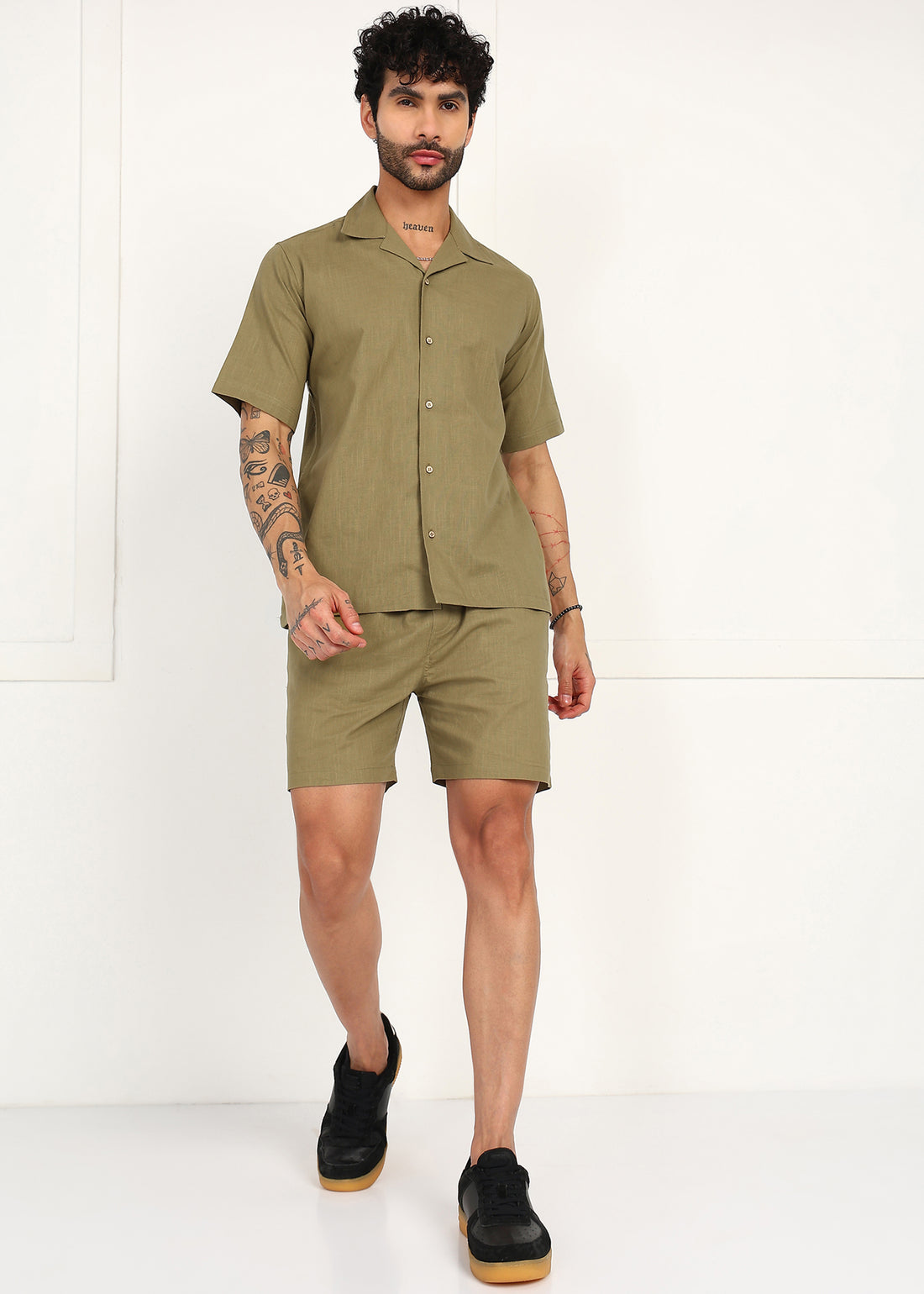 Fabmade Khaki Ease Linen Co-Ord Set