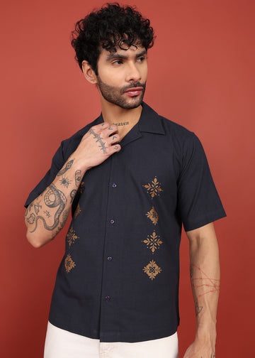 Midnight Bloom Printed Shirt