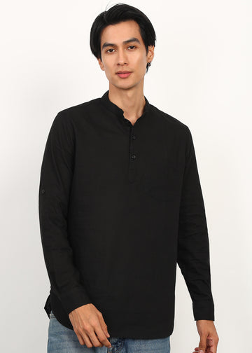 Fabmade Noir Linen Short Kurta