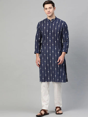 Men Printed Straight kurta - Fabmade