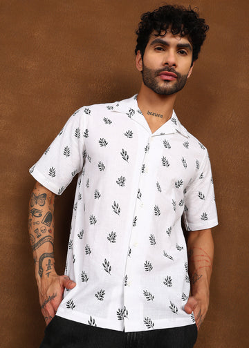 Fabmade Leaf Whisper Linen Shirt