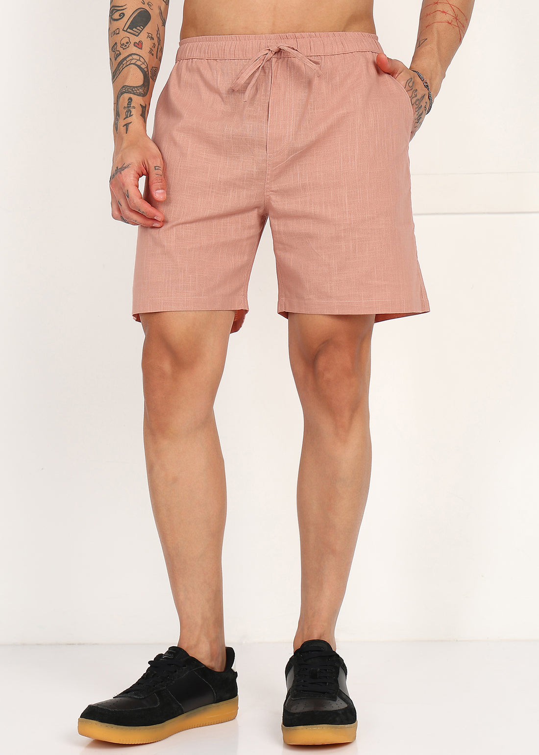 Men’s Peach Linen Shorts