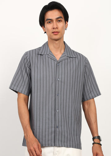 Fabmade Graphite Stripe Short-Sleeve Shirt