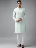 FM-Men Sky Blue Cotton Linen kurta  Pyjama - Fabmade