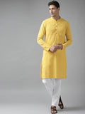 FM-Men Yellow Cotton Linen kurta - Fabmade