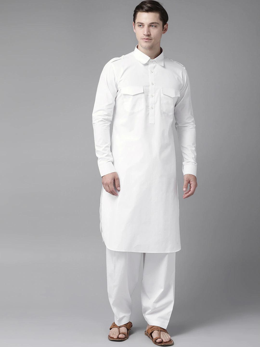 FM - White Pathani  Suit - Fabmade