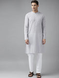 FM-Men Grey Cotton Linen kurta - Fabmade