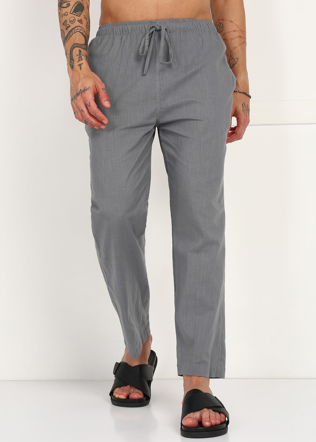 Fabmade Slate Grey Linen Pyjama