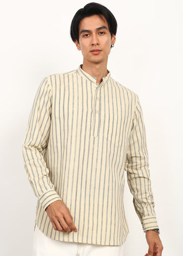 Fabmade Sandline Stripe Linen Kurta