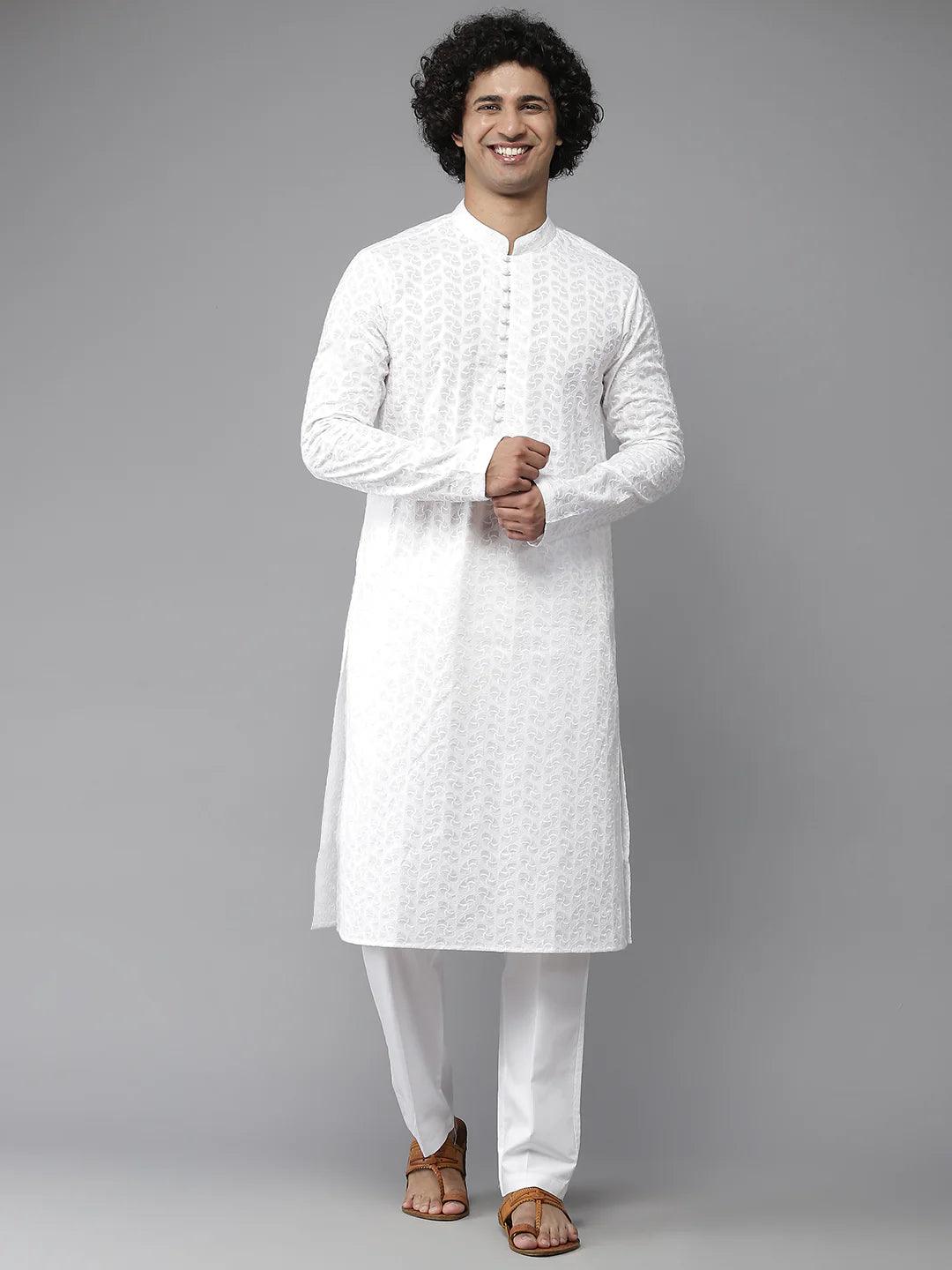 Elegant Chikankari Embroidered Straight Kurta - Fabmade
