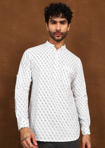 Fabmade Ivory Glyph Kurta Shirt