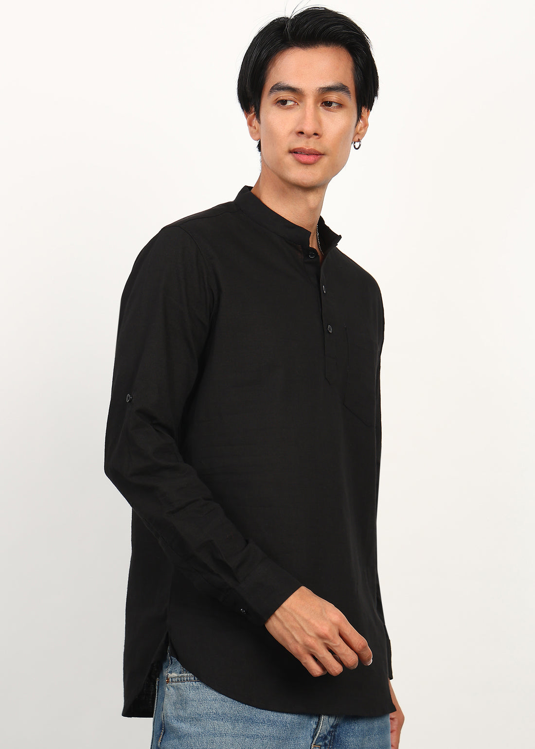 Fabmade Noir Linen Short Kurta