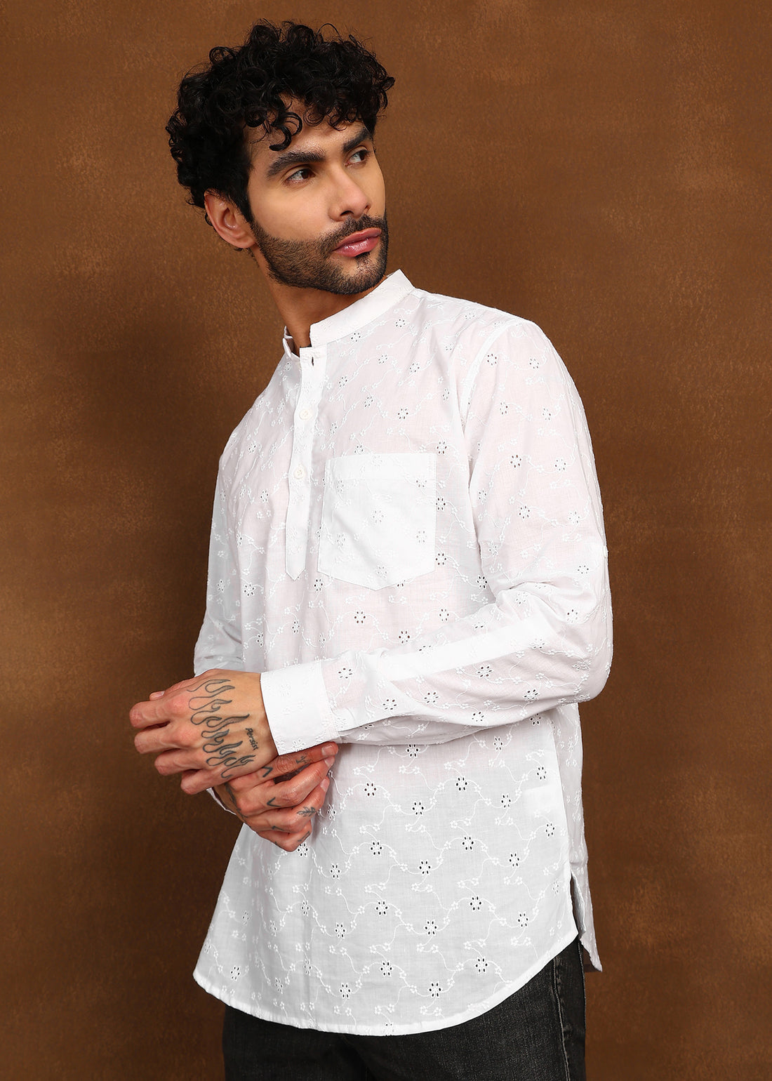 Fabmade Whisper Weave Linen Short Kurta