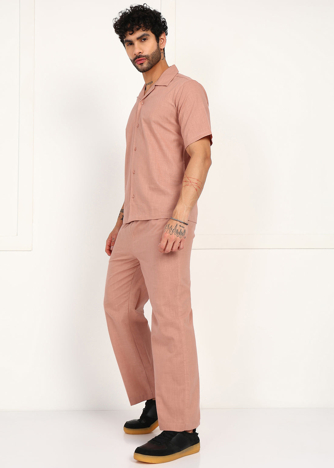 Men’s Peach Linen Co-Ord Set