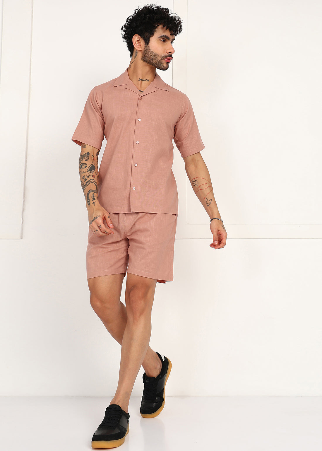 Men’s Peach Linen Co-Ord Set