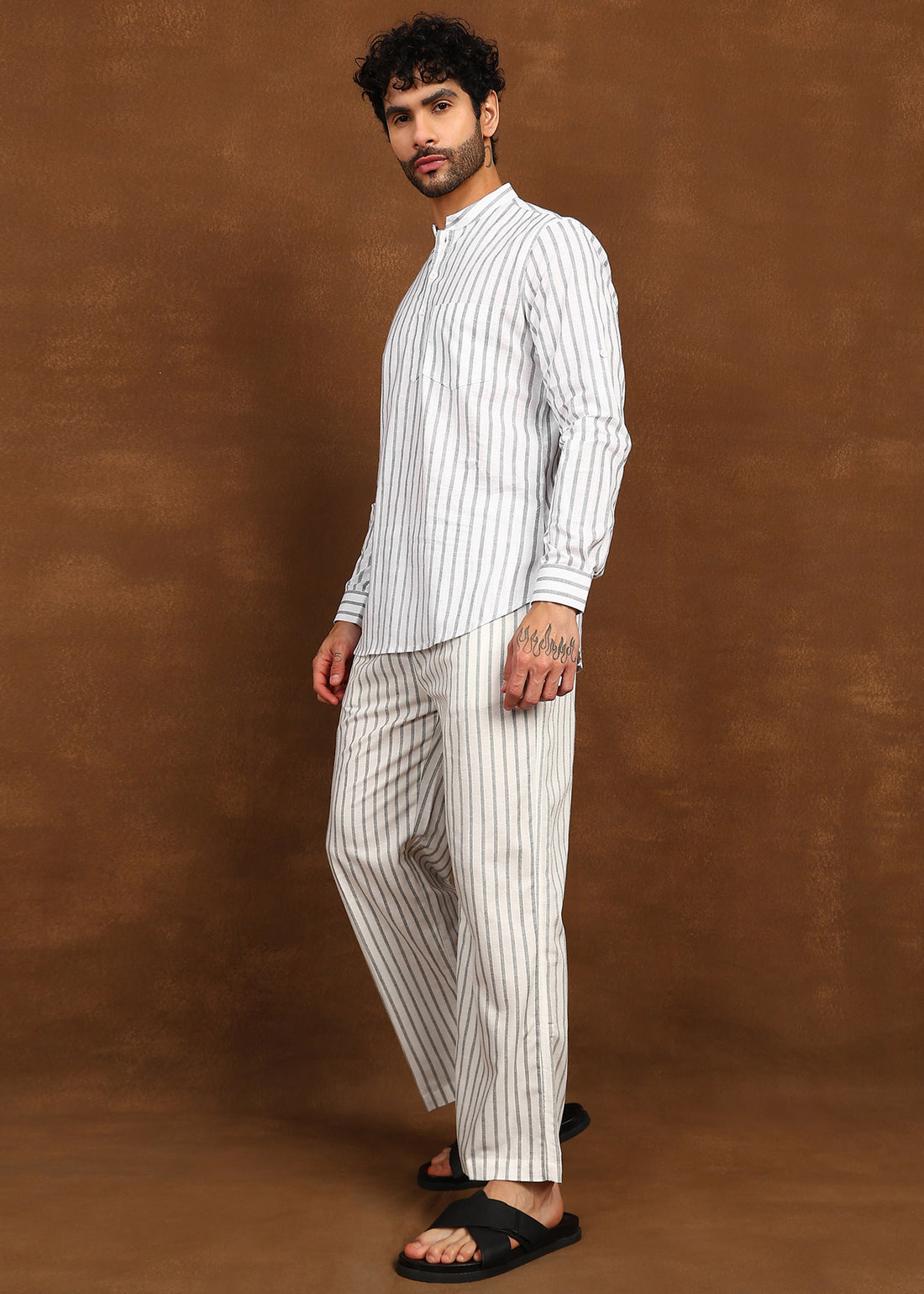 Fabmade Drift Pinstripe Linen Co-Ord Set
