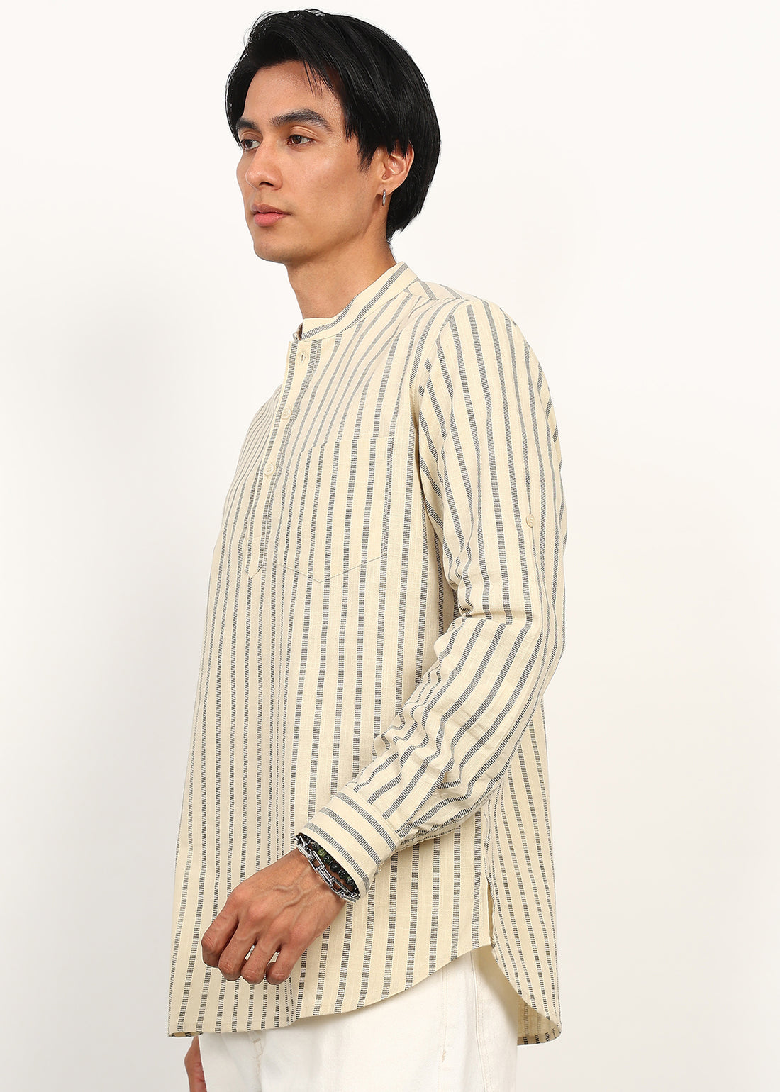 Fabmade Sandline Stripe Linen Kurta
