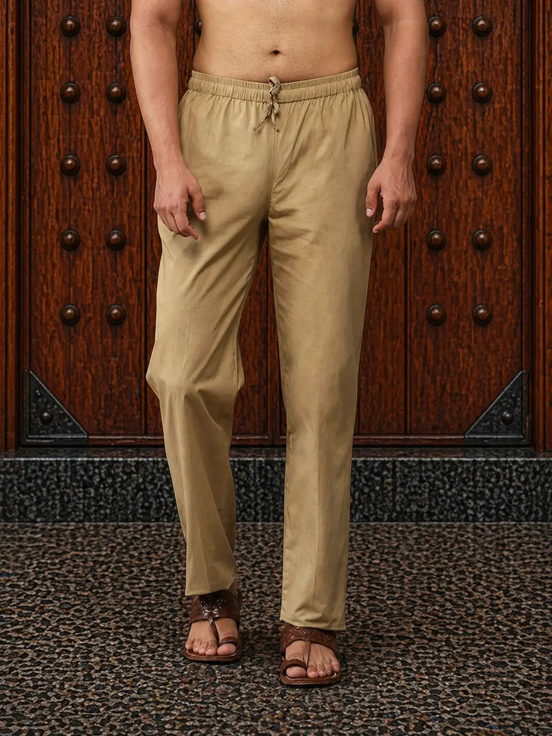 Men's Khaki Cotton Pyjama SD fabmade
