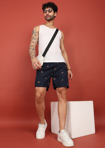 Midnight Cherry Printed Shorts
