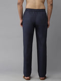 Men's  Navy Blue Cotton Linen Pyjama - Fabmade