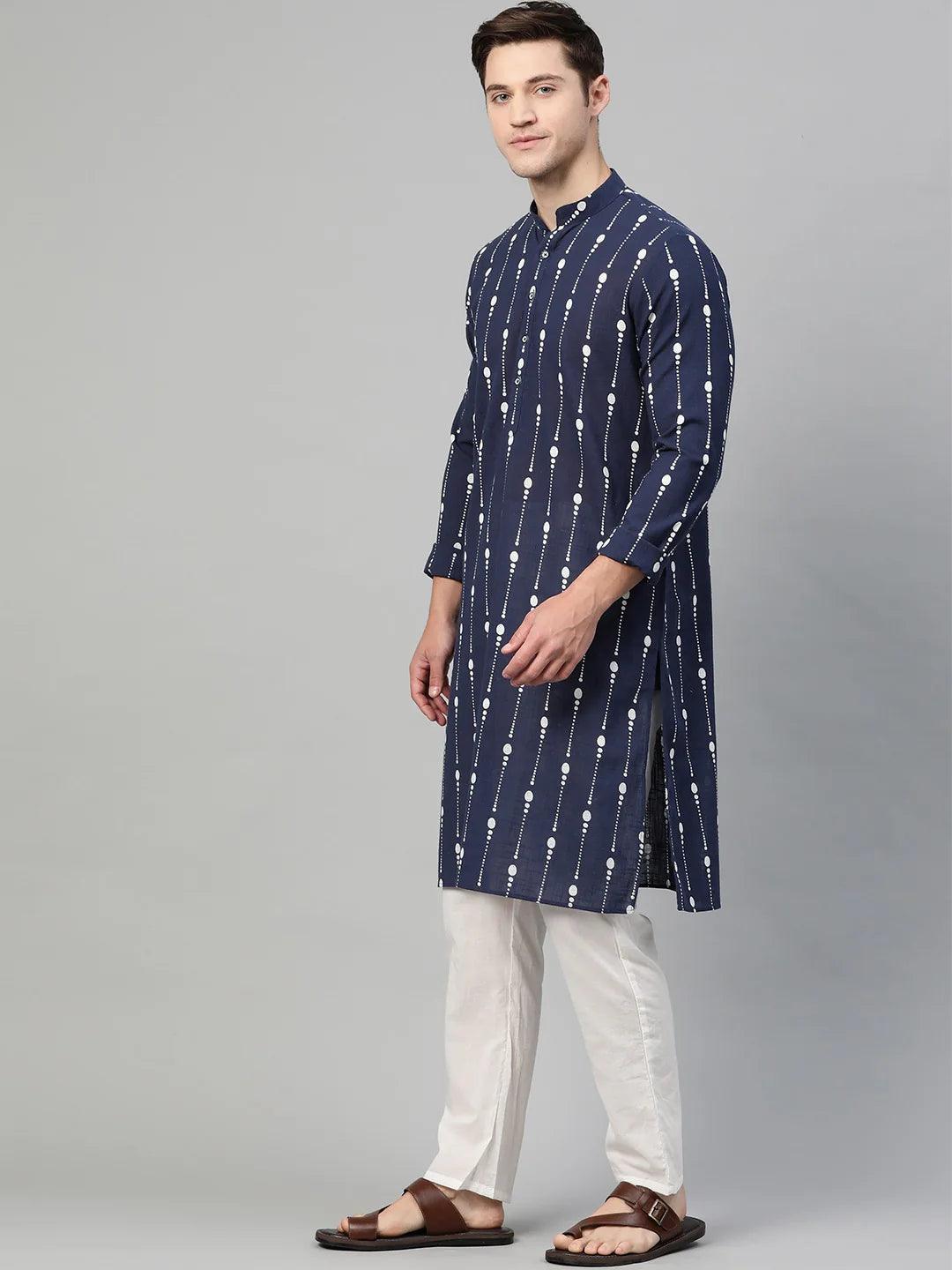 Men Printed Straight kurta - Fabmade