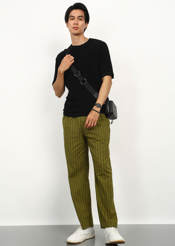 Fabmade Olive Stripe Linen Trouser
