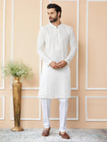 Off White Chanderi Silk Kurta - Fabmade