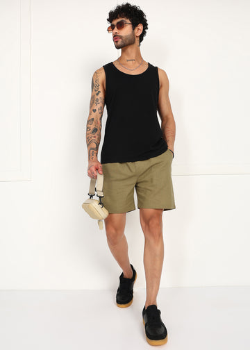 Fabmade Olive Ease Linen Shorts