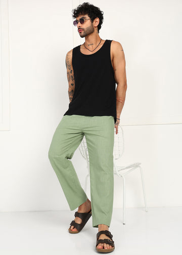 Fabmade Sage Linen Relaxed Trousers