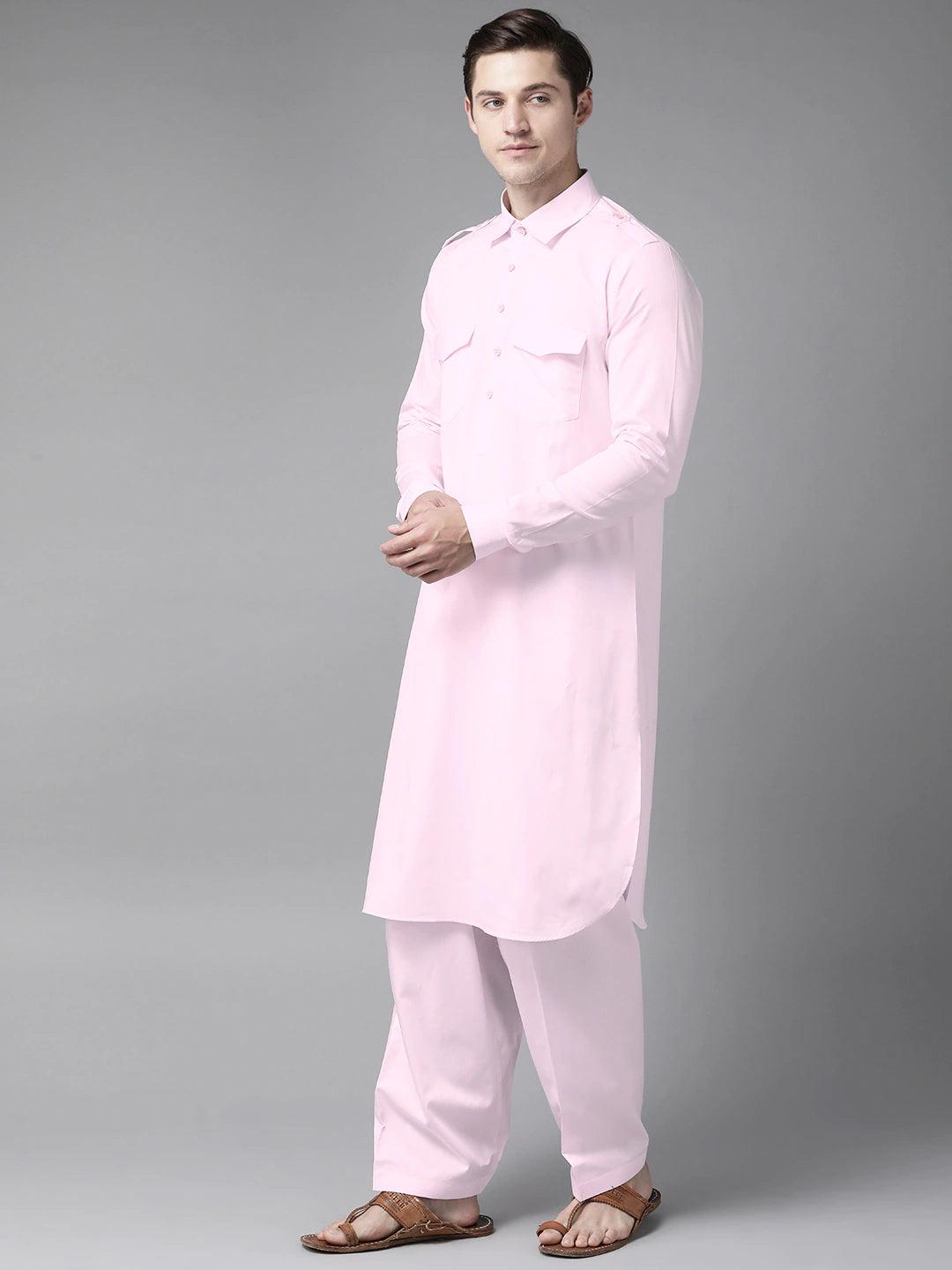 FM -  Men Pink Pathani Kurta - Fabmade