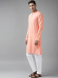 FM-Men Peach Cotton Linen kurta Pyjama - Fabmade