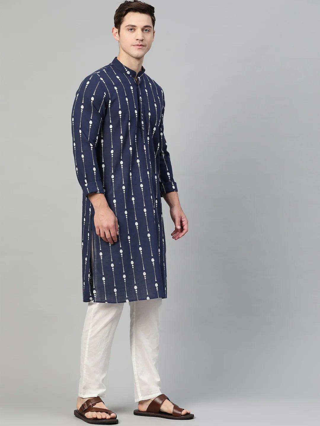 Men Printed Straight kurta - Fabmade