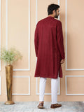 Dark Maroon Chanderi Silk Kurta - Fabmade
