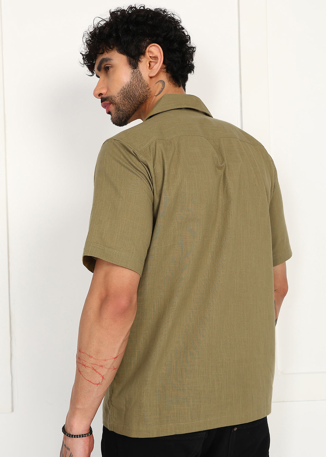 Fabmade Olive Breeze Linen Shirt