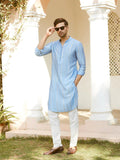 Embroidered Regular Sequinned Chanderi Silk Kurta with Pyjamas - Fabmade