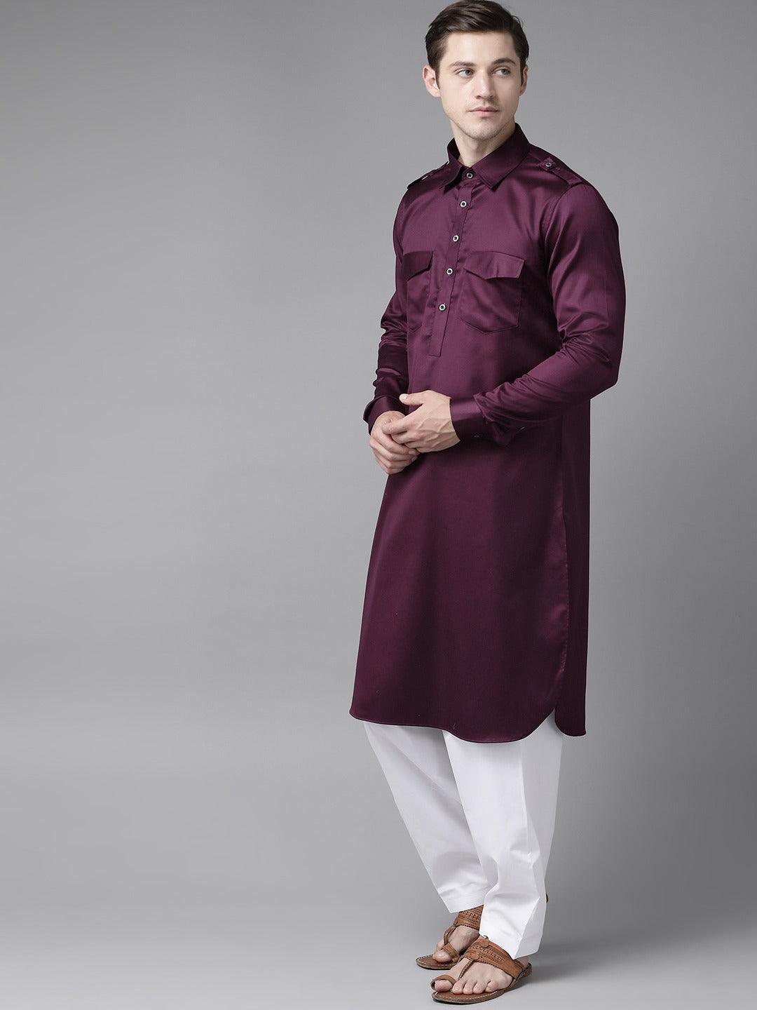 FM -  Men Purple Pathani Kurta with Salwar - Fabmade