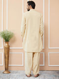 FM - Beige Cotton Linen Pathani kurta with Salwar - Fabmade