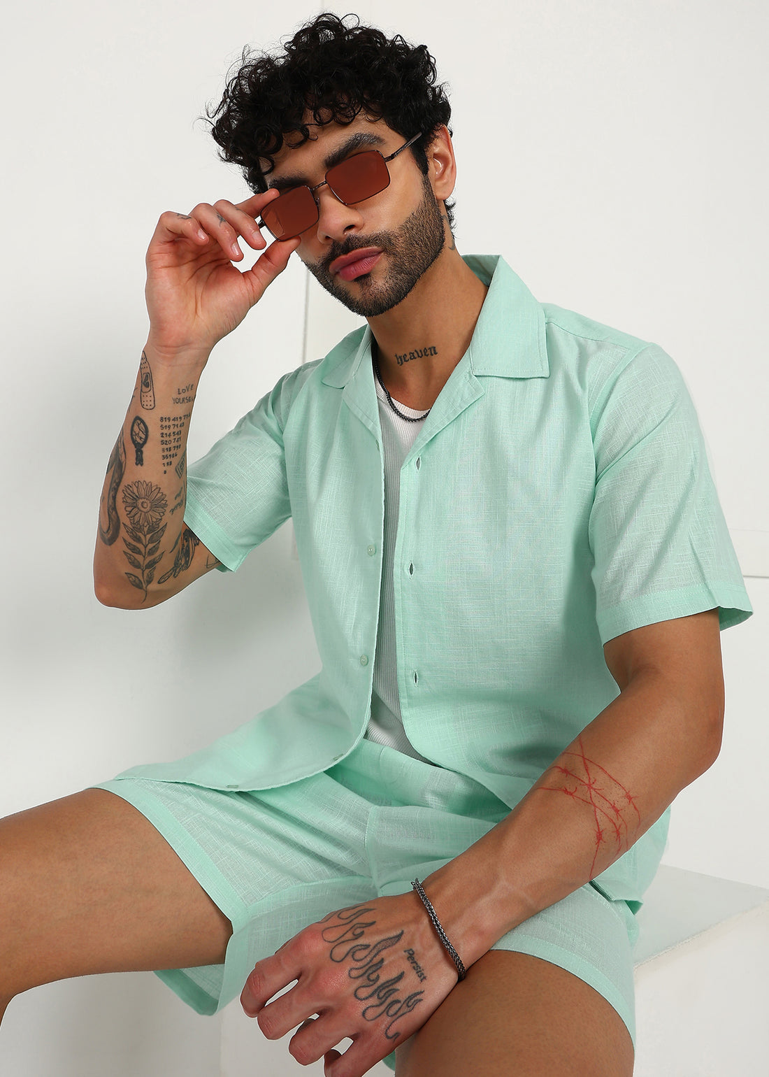 Fabmade Mint Breeze Linen Co-Ord Set