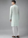 FM-Men Sky Blue Cotton Linen kurta  Pyjama - Fabmade