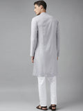 FM-Men Grey Cotton Linen kurta - Fabmade
