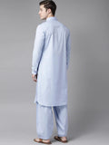 FM -  Men Sky Blue Pathani Suits - Fabmade