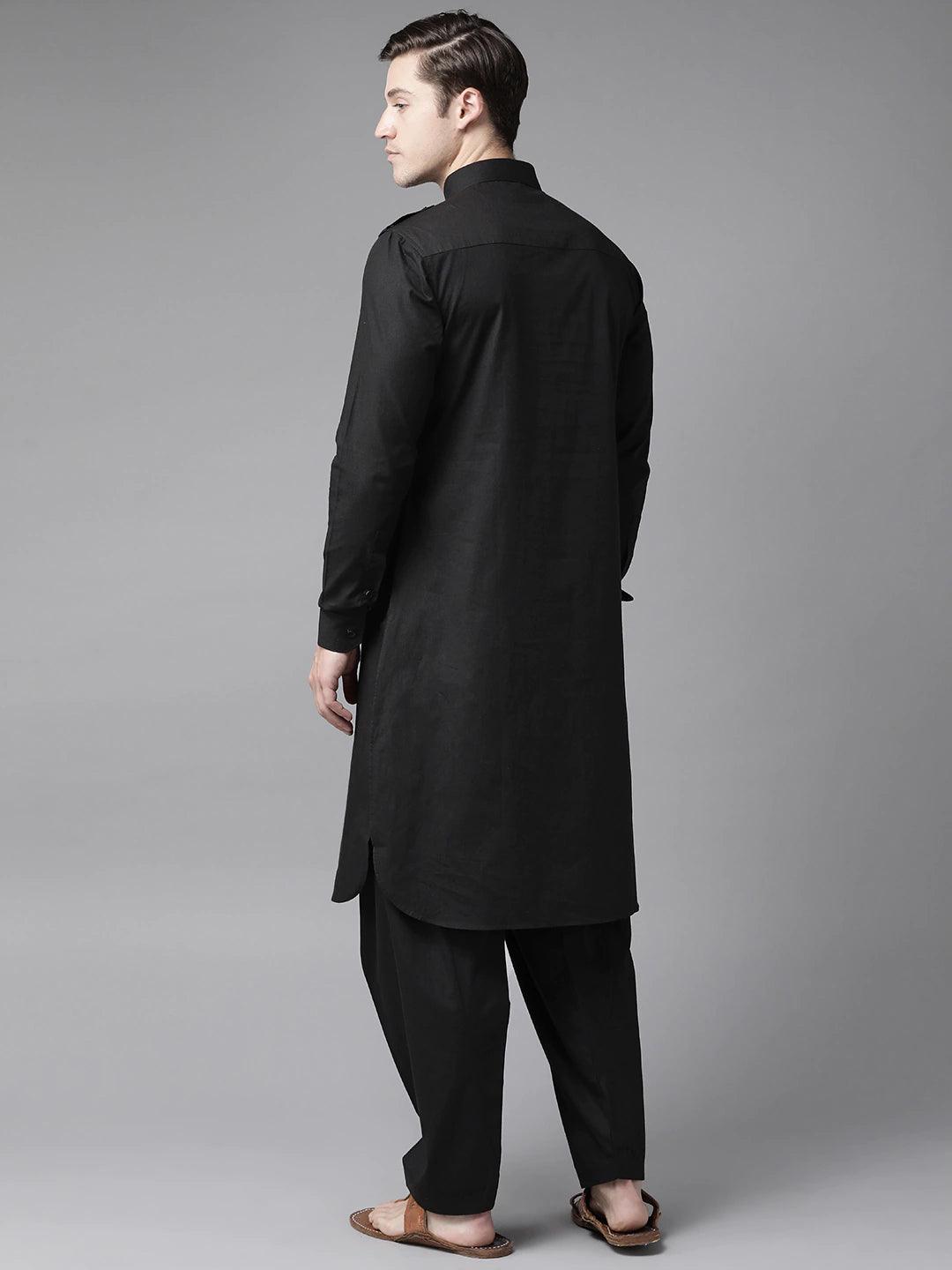 FM -  Men Black Pathani Suits - Fabmade