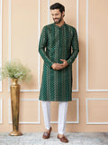 Green Chanderi Silk Kurta pyjama - Fabmade
